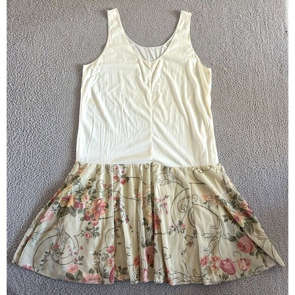 Vintage 70s Slip Dress Lingerie Sheer Floral Tier Cream Ivory Pink - Picture 1 of 13